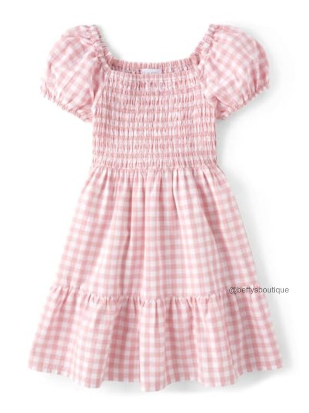 Girls Floral Smocked Babydoll Dress Cotton Puff Sleeves